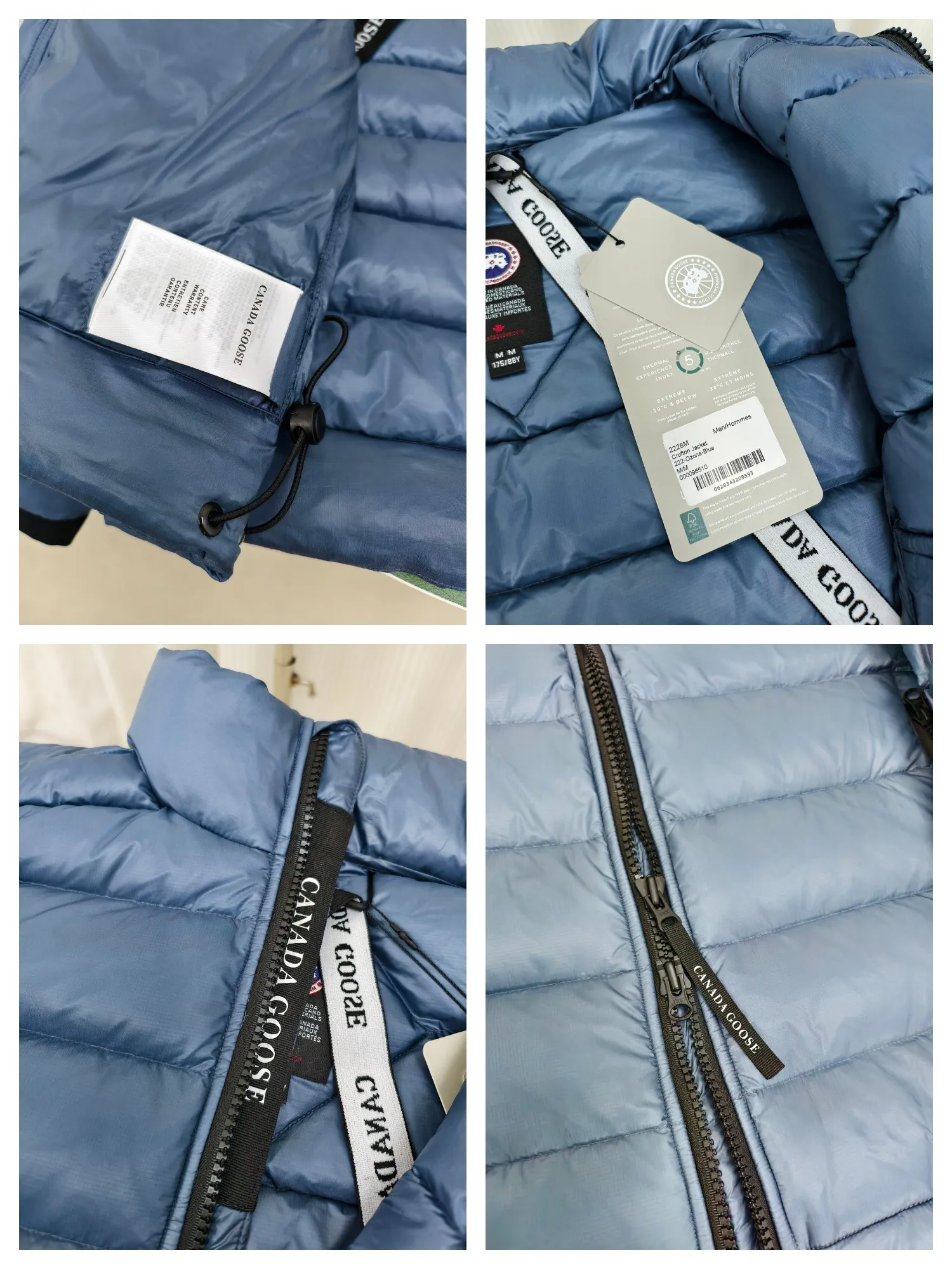 P880 2228M model (high version) Canada goose Crofton down jacket, this is a down jacket suitable for late autumn and early winter: on cold and rainy mornings, it can be used as a layer of warmth inside the rainproof jacket, and can be worn alone in the late autumn and early winter with a little bit of coolness. Filled with white duck down. The Crofton Jacket is a versatile, lightweight and versatile piece that even packs itself in for easy transport. The inner layer has removable elastic straps, making the jacket easy to carry on the shoulder and hands-free. 2 zippered hand pockets with fleece fabric on the knuckle side for softness and warmth. Color: black with black label, black with red label, ocean blue, superoxide blue, silver birch red label, silver birch black label Size: XS-2XL